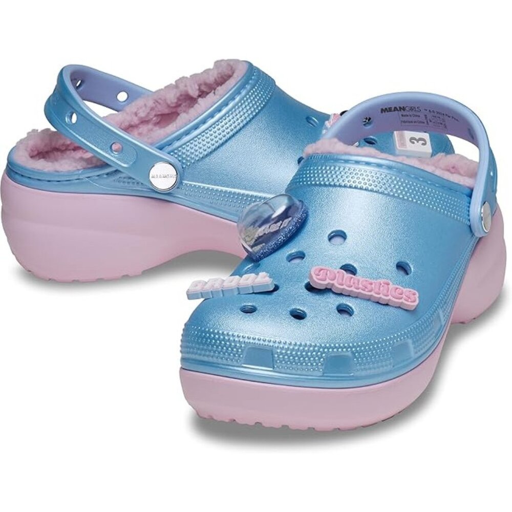 NEW Crocs Sizes 6, 7, 8 Women's Mean Girls Classic Platform Clog - Blue/ Pink
